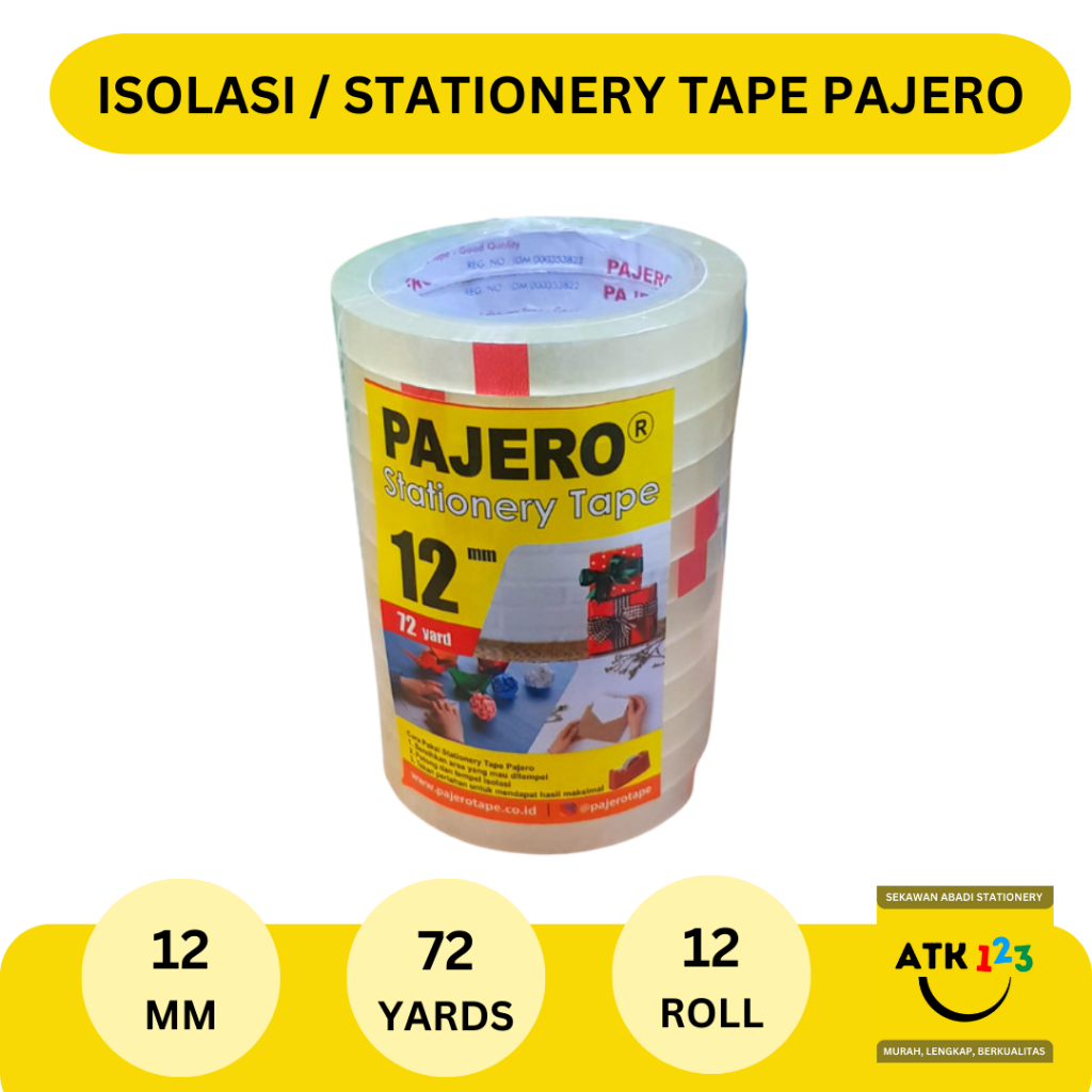 

Isolasi / Stationary Tape Slop Merk Pajero 12 mm x 72 yards
