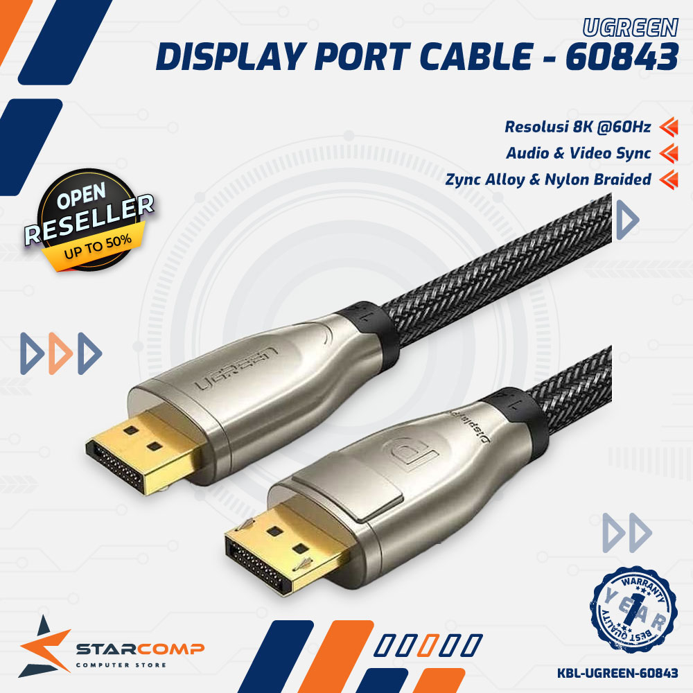 UGREEN 60843 Kabel Display Port DP 1.4 Male To Male 8K 60Hz Cable