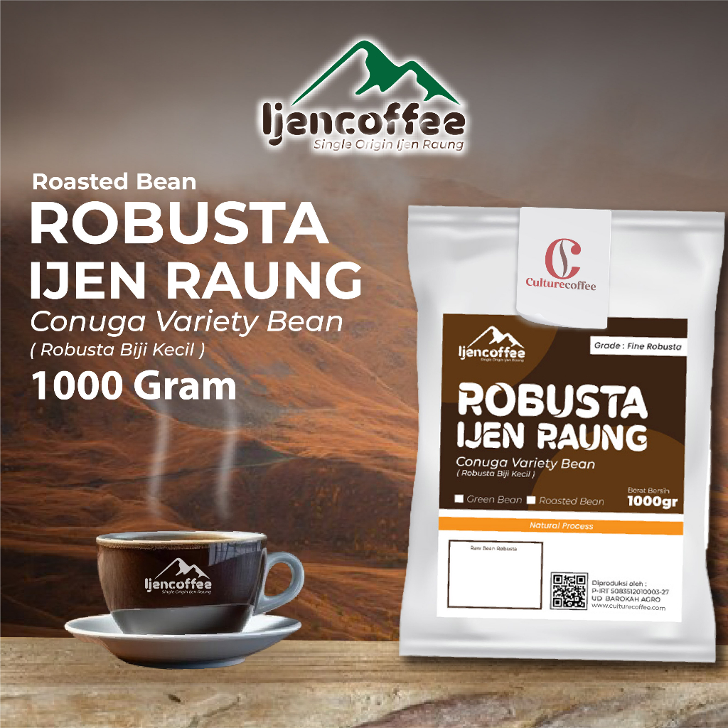 

Ijen Coffee kopi robusta conuga kecil 1000gr bubuk halus / kopi arabica conuga kecil bubuk halus proses Grade A