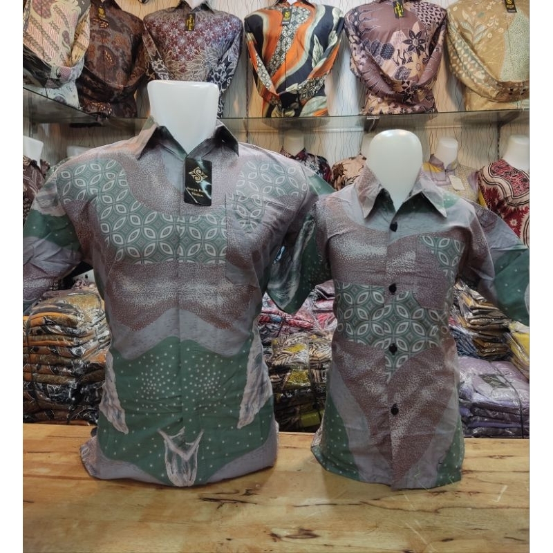 Batik Couple Ayah Dan Anak Warna Hijau