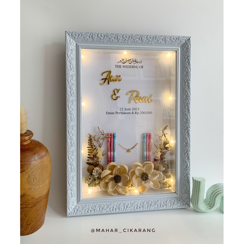 mahar pernikahan akrilik gold mahar nikah rustic