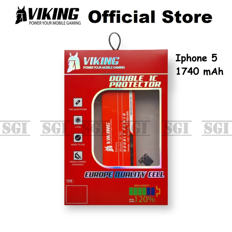 VIKING Baterai  Double Power Original Apple Iphone 5 5G Batre Batrai Battery Handphone HP Ori Dual