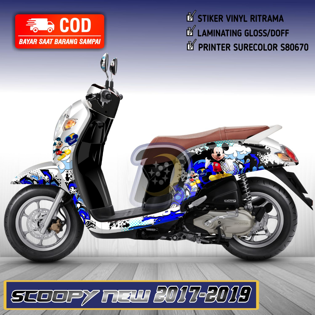 Decal Scoopy New 2017 2019 Striping Honda Scoopy New Stiker Scoopy New Mickey Type 2