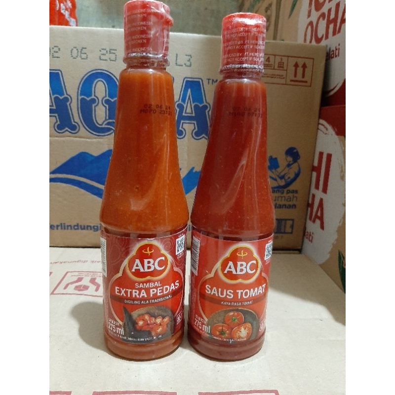 

Abc saus 275ml. sambal extra pedas // saos tomat. kemasan pet // botol