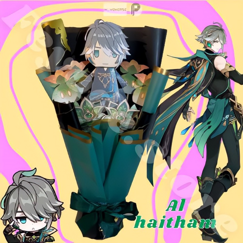 PAPERSIZED DOLL BOUQUET ALHAITHAM GENSHIN IMPACT ANIME BOUQUET BUKET ANIME BUKET ALHAITHAM