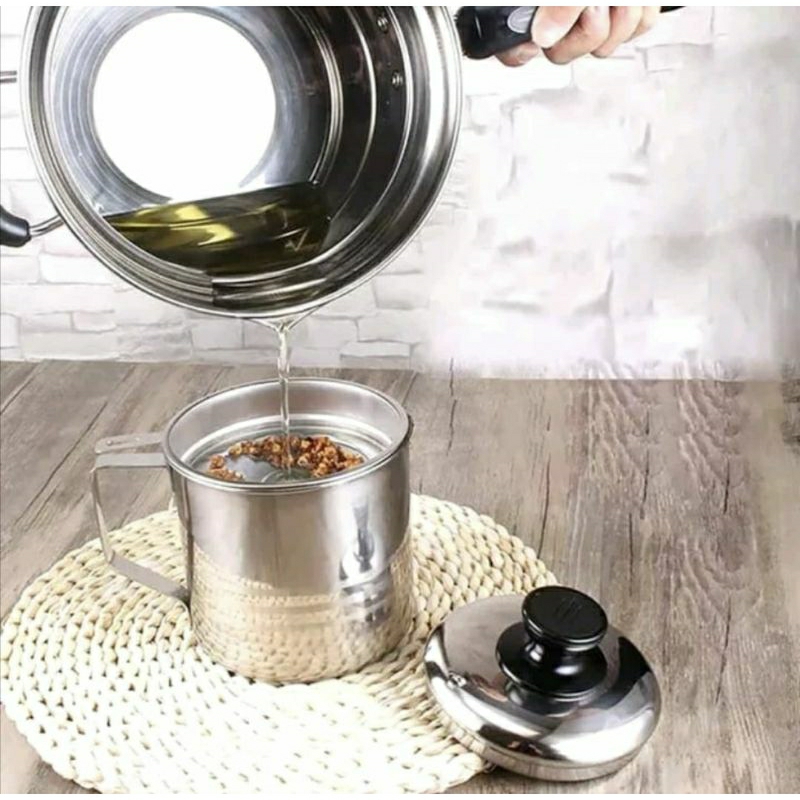 Stainless Steel Oil Pot Saringan Minyak Serbaguna