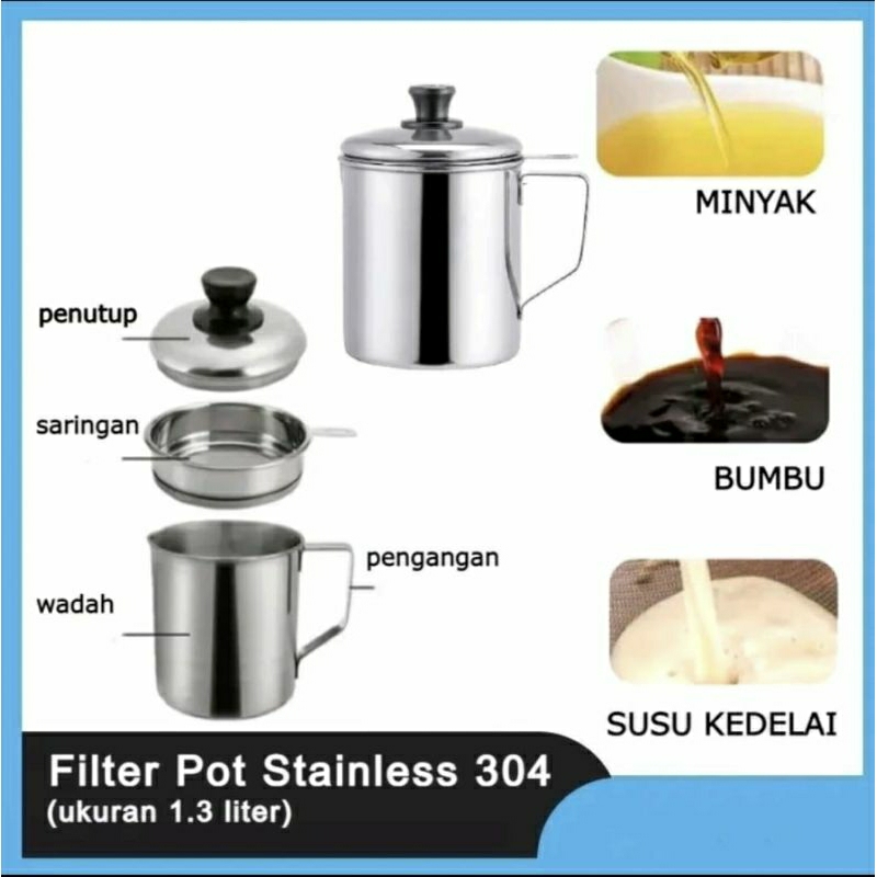 Stainless Steel Oil Pot Saringan Minyak Serbaguna