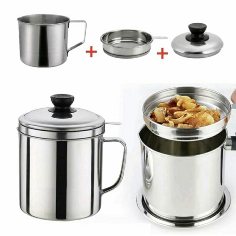 Stainless Steel Oil Pot Saringan Minyak Serbaguna