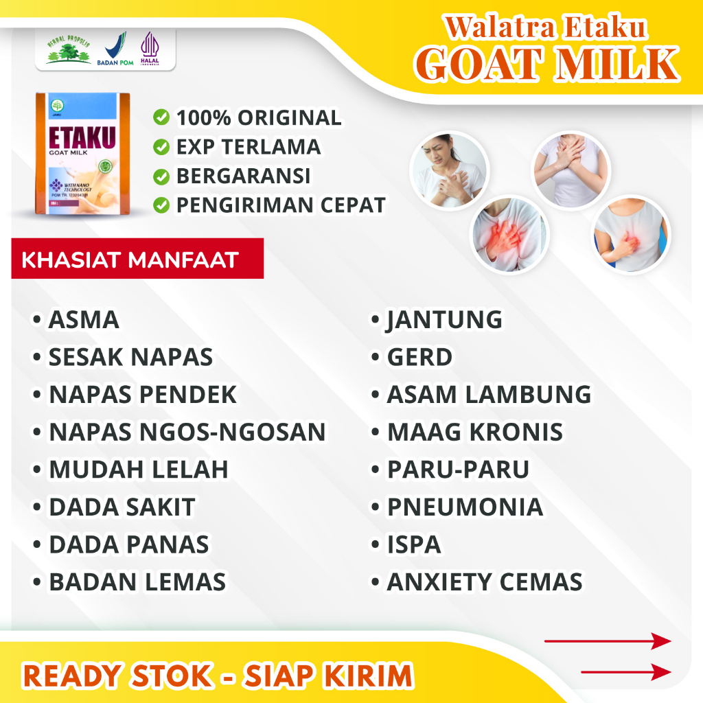 

Susu Pembersih Paru Paru Sesak Asma Bronkitis Dada Sesek Sakit Pneumonia Susu ETAKU Goat Milk 200 gram