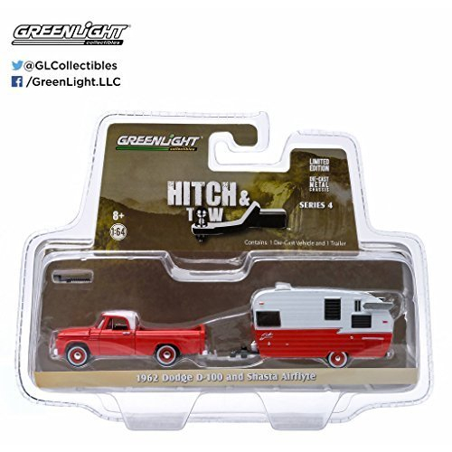 Greenlight Hitch & Tow - 1962 Dodge D-100 & Shasta Airflyte - 1966 Dodge D100 And Airstream Bambi