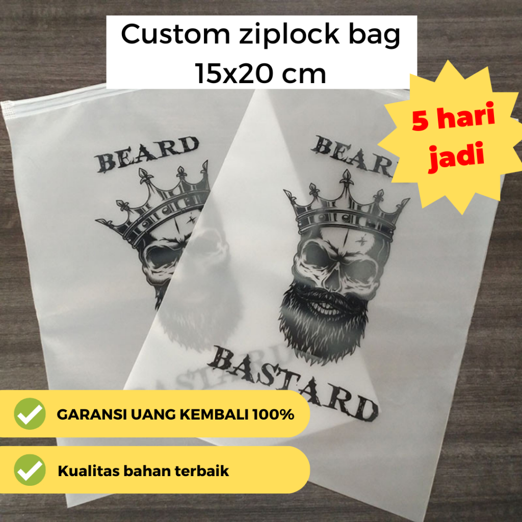 

Custom ziplock bag 14x20 cm frosted / resealable bag / sablon tas plastik baju