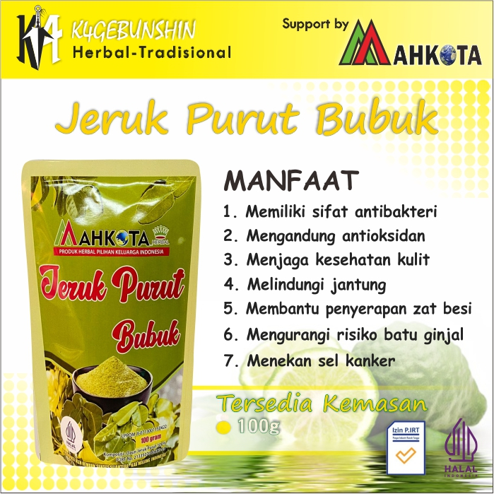 

Bubuk Jeruk Purut Herbal dan Penyedap Masakan Asli Mahkota 100% Bahan Alami