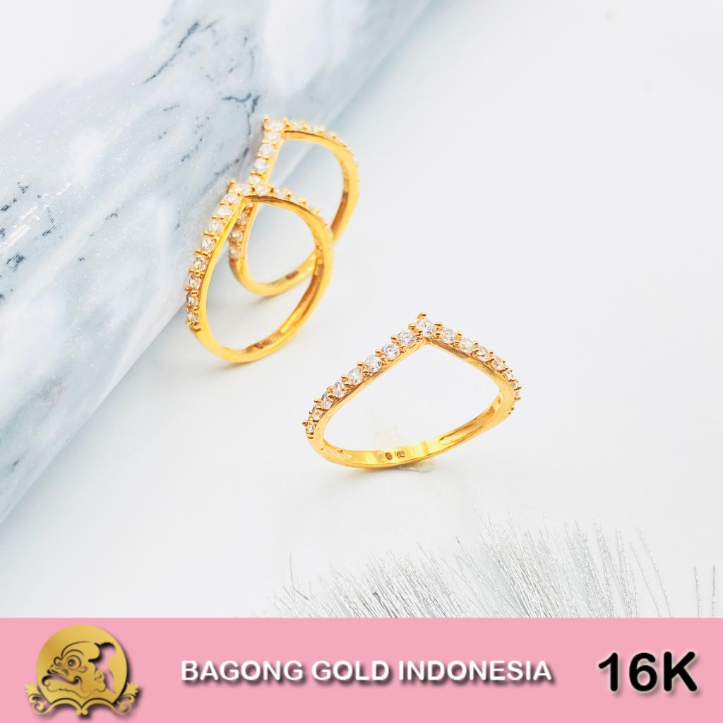 Cincin Emas Model Aurel Ada Mata Putih - Bagong Gold 16K