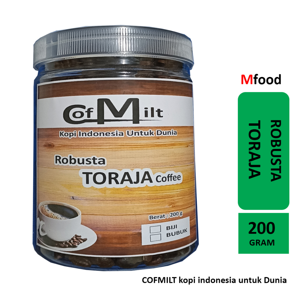 

Kopi Toraja Robusta 200g cofmilt biji atau bubuk