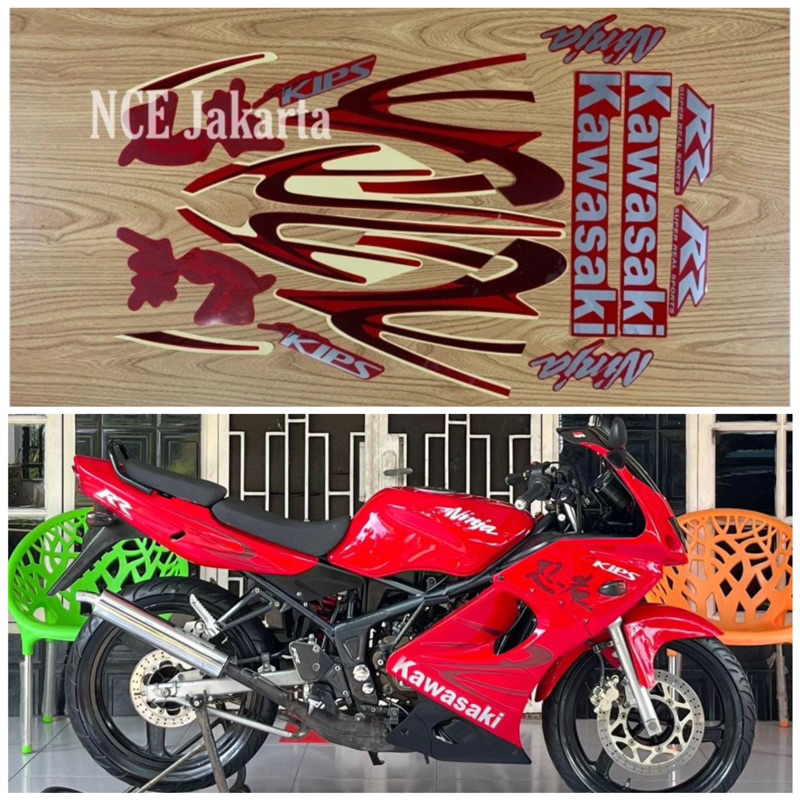 STIKER STRIPING NINJA RR OLD TAHUN 2011 MERAH