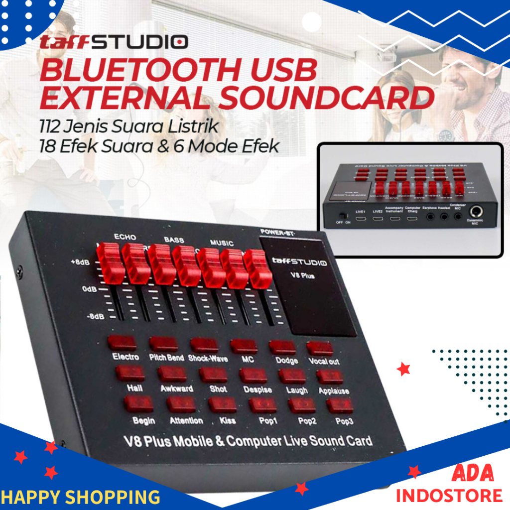 Bluetooth USB External Soundcard Live Mic Headset sound effect