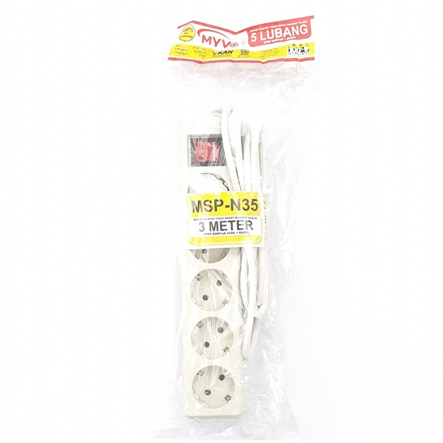 Stop Kontak Arde Saklar Lampu 3Meter 5Lubang Myvo MSP-N35