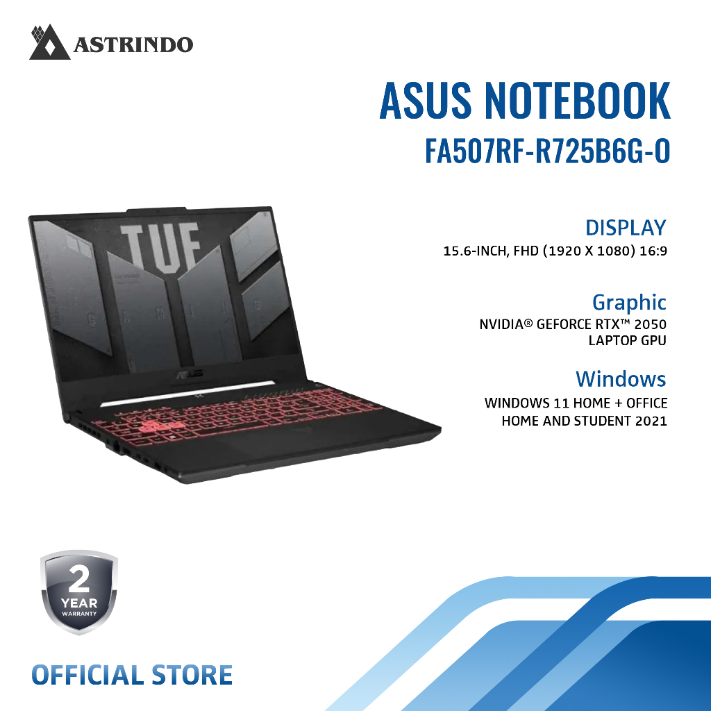 Asus Laptop Gaming TUF 15.6"/R7-6800HS/512GB/WIN11 - FA507RF-R725B6G-O