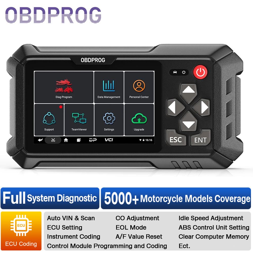 OBDPROG MOTO 100 Motorcycle Diagnostic Tool All System Code Reader Engine Check Moto Scan ECU CO A/F