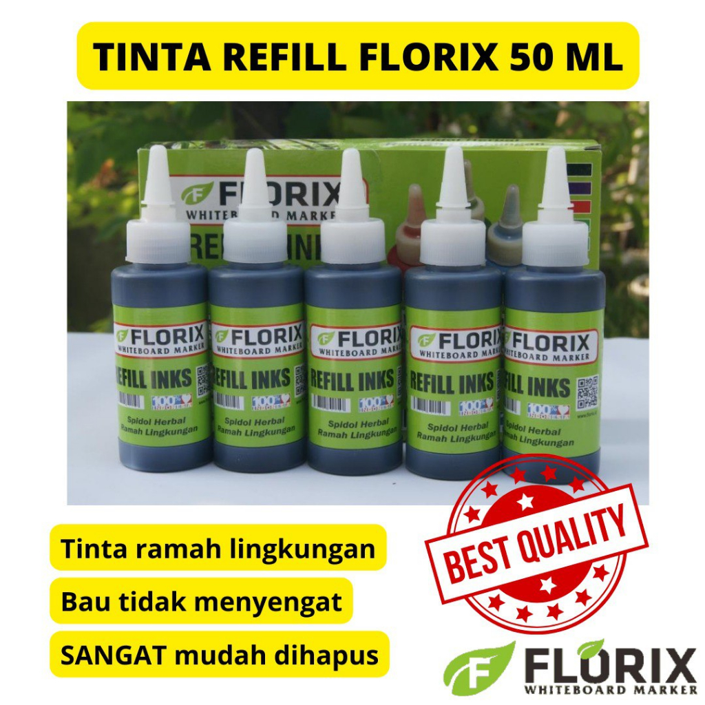 

Tinta Spidol Whiteboard FLORIX 50ml Isi 5 Botol - Tinta Refill Spidol ORIGINAL