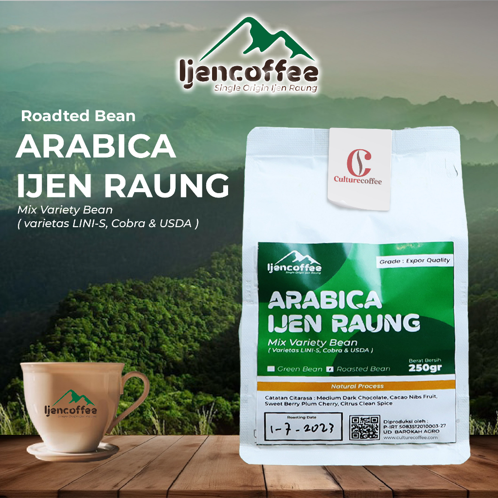 

Ijen Coffee biji kopi arabica bubuk kasar 500gr natural proses Grade A