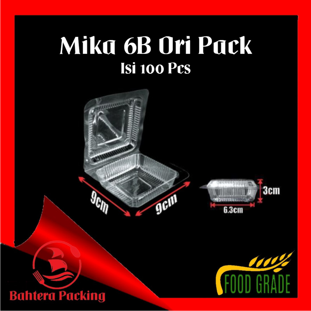 Mika Kue Kecil Tray Box Nasi Ukuran 6A/6B Kemasan Kotak Plastik Bening Murah