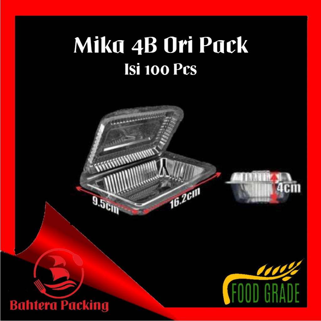 Mika Kue Tray Box Nasi Ukuran 4A/4B Kemasan Kotak Plastik Bening Murah