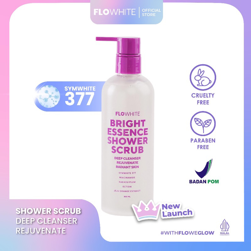 Flowhite Bright Essence Shower Scrub Deep Cleanser Rejuvenate Radiant Skin 300ml