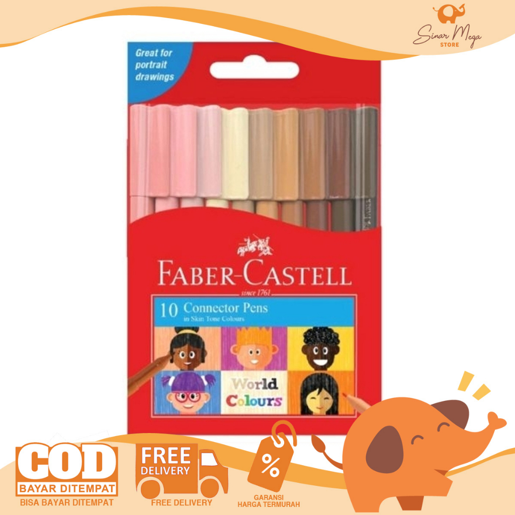 

Faber Connector Pen 10 Color (Skin Tone) Spidol Warna