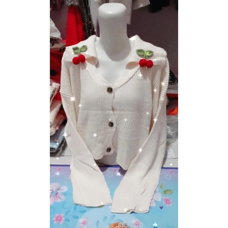 rajut lidi lengan balon cardykancing