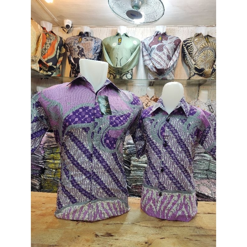 Couple Tunik Sleting,Ayah Dan Anak Warna Ungu