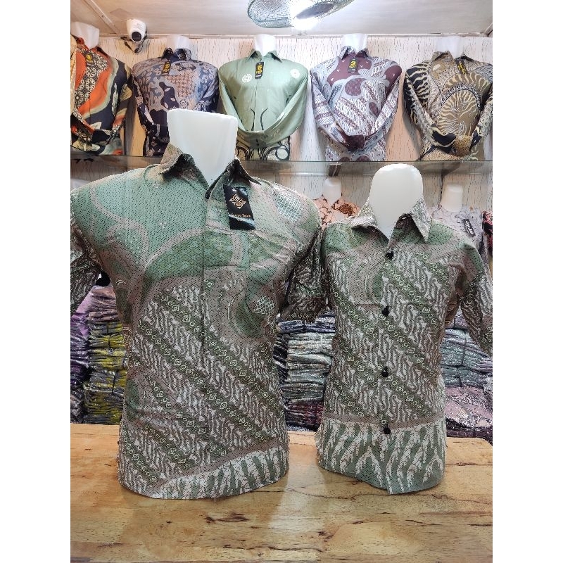 Batik Couple Ayah Dan Anak Warna Hijau
