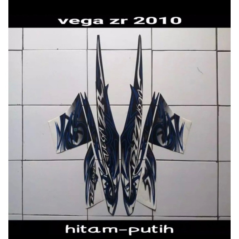 STICKER FULL SET STRIPING LIS BODY YAMAHA VEGA ZR 2010 WARNA PUTIH HITAM STANDAR