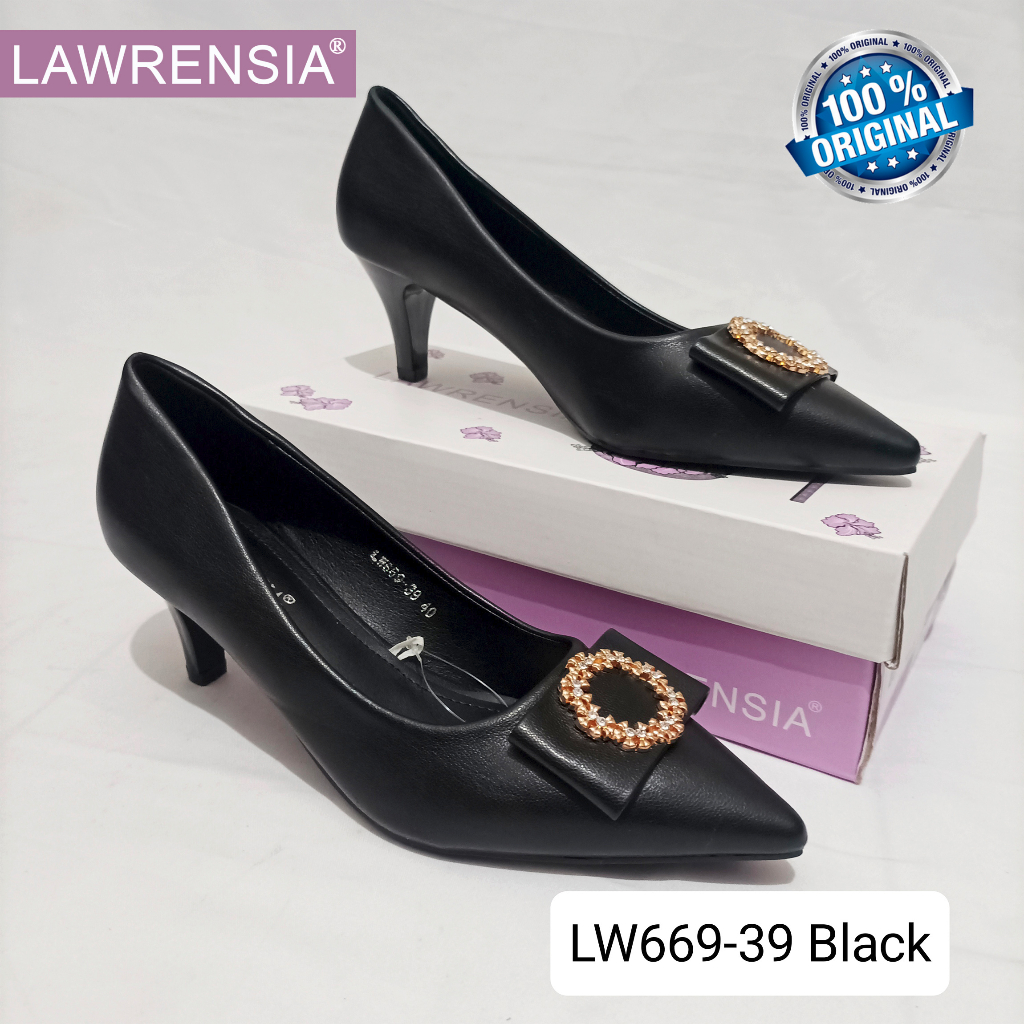 Sepatu Heels Wanita LAWRENSIA LW669-39 Warna Hitam 100% Asli