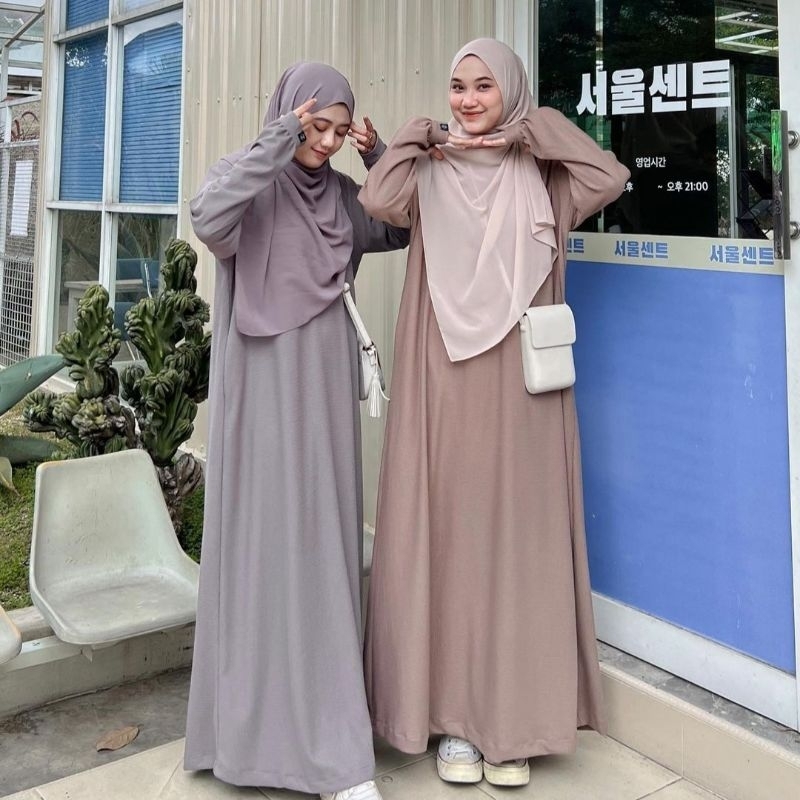 Zayena Ciamis - Zea Knitt Waffle Dress Gamis Polos by Zayena