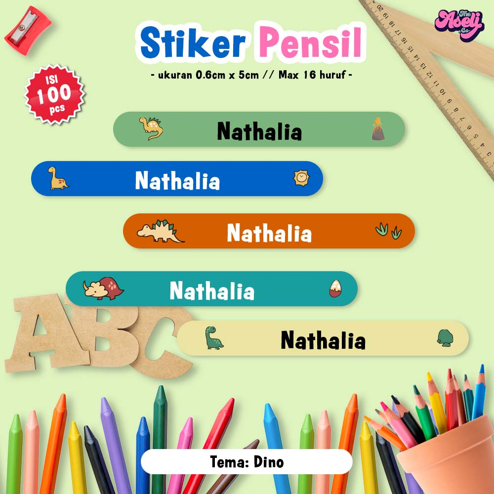 

Stiker pensil nama waterproof tema 01