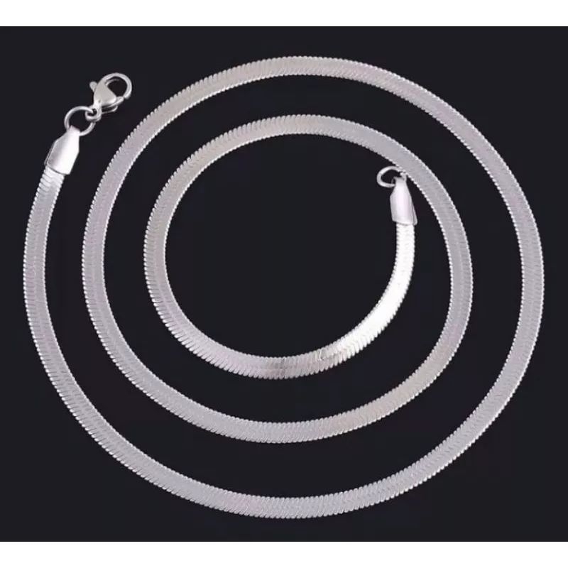 Kalung Titanium Pipih Besar Pria Wanita Anti Karat dan Luntur Original Titanium Asli [ Bayar Ditempa