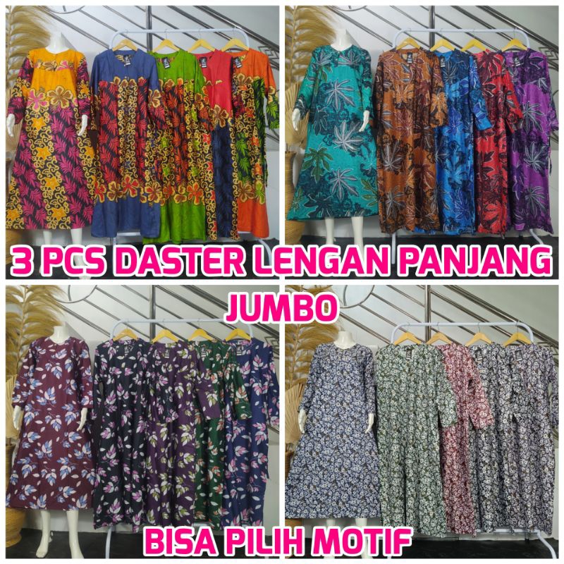 3 Pcs Daster Lengan Panjang Jumbo Payung Daster Muslim Jumbo Payung Busui Daster Viral Kekinian Dast