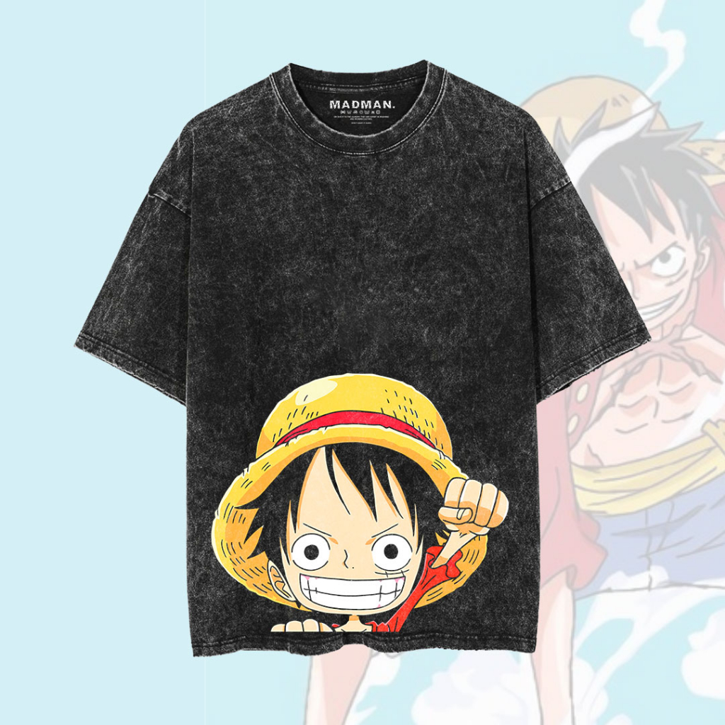 MADMAN Kaos ANIME Oversize Washed ONE PIECE " LUFFY " | WO PSOP - 5