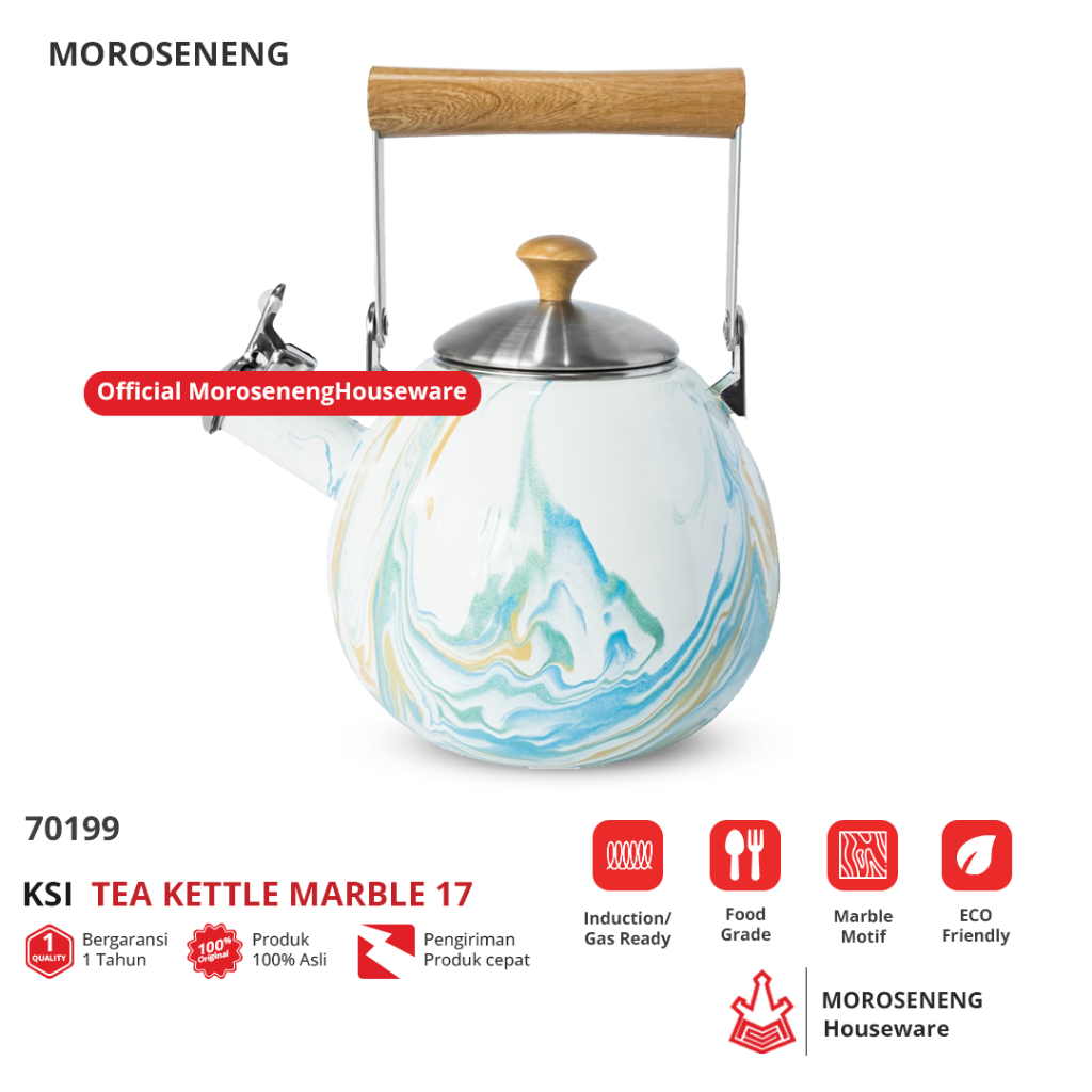 Chefina Emerald Teko Enamel Marble 1.7 liter