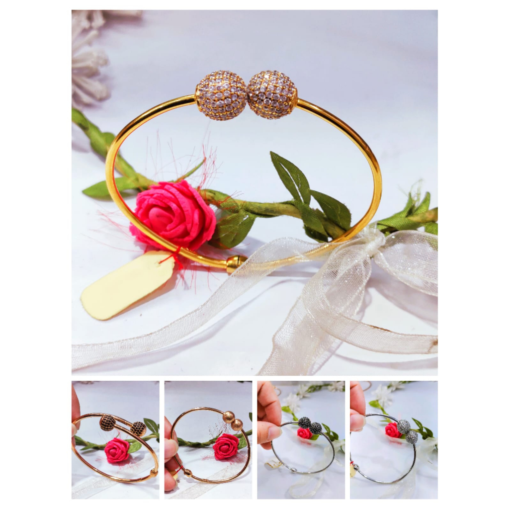 Gelang bola tinju mata putih mata hitam emas asli 8k