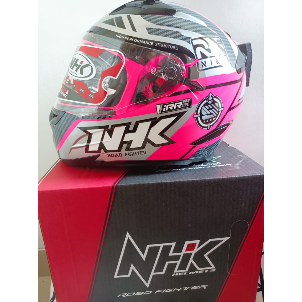 HELM NHK RX9 RACER X NHK RX NINE PINK DOUBLE VISOR
