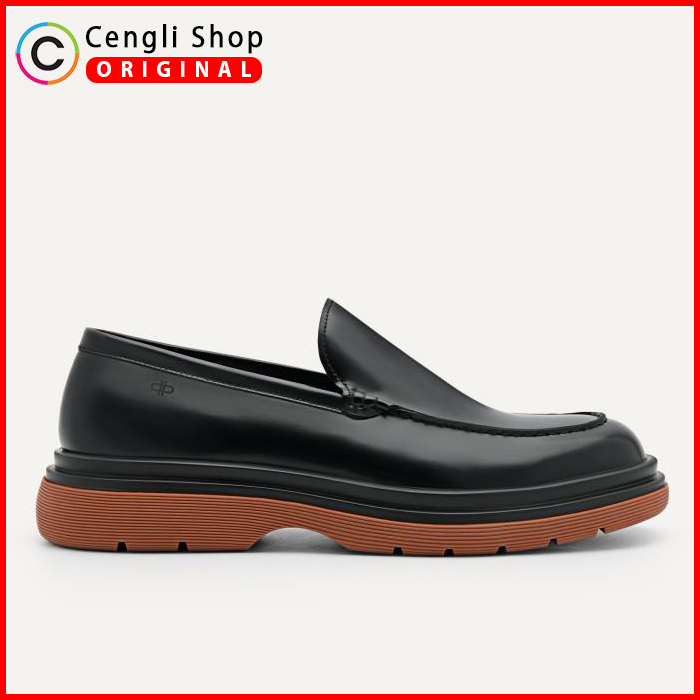 PM180 SEPATU PEDRO LOAFER PRIA ORIGINAL PANSUS KULIT ASLI ORI HITAM