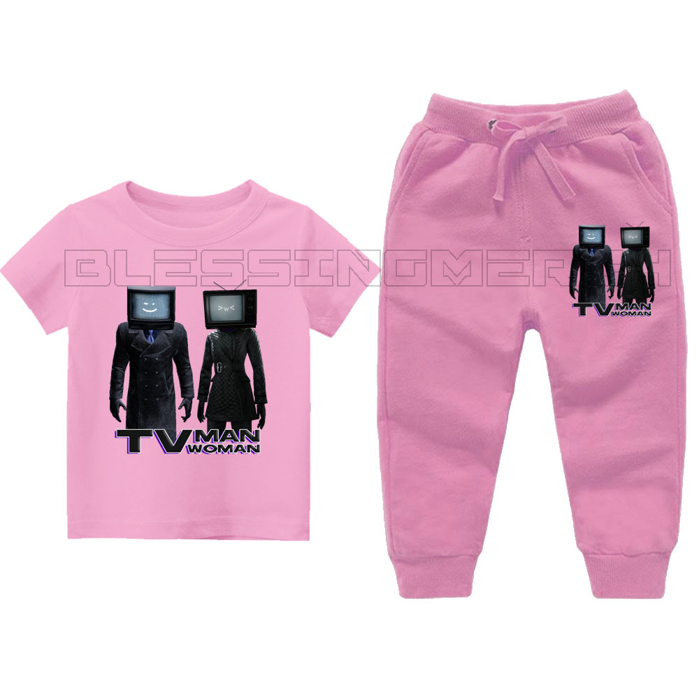 SETELAN KAOS & JOGGER ANAK TV WOMAN TV MAN SKIBIDI TOILET 49