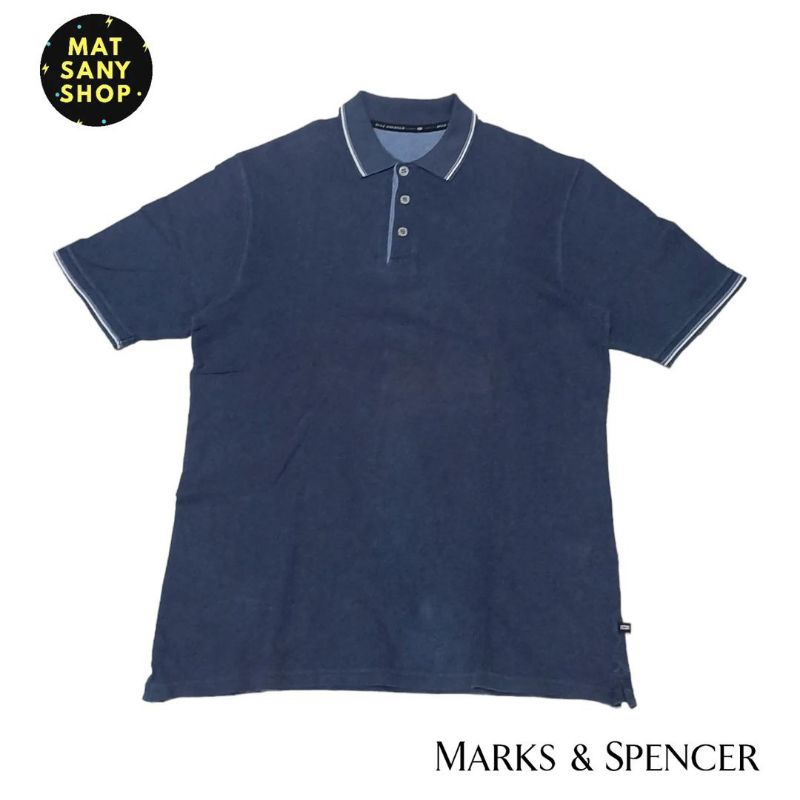 Kemeja Kaos Polo Shirt Mark and Spencer Blue Harbour Biru