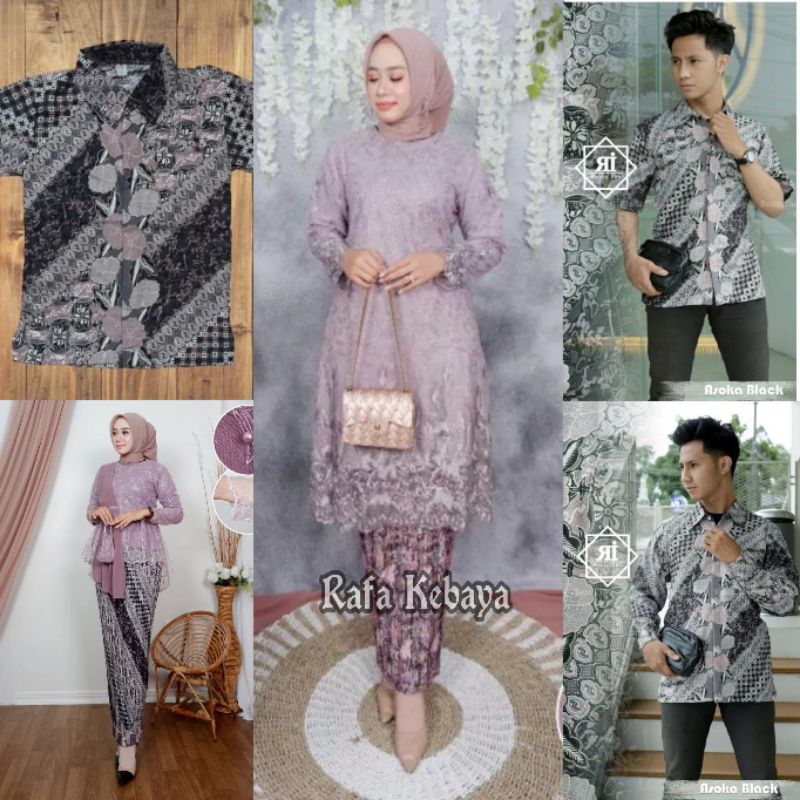 COUPLE KEBAYA LAVENDER/ SET KEBAYA COUPLE / BAJU BATK COUPLE / KEBAYA SELENDANG