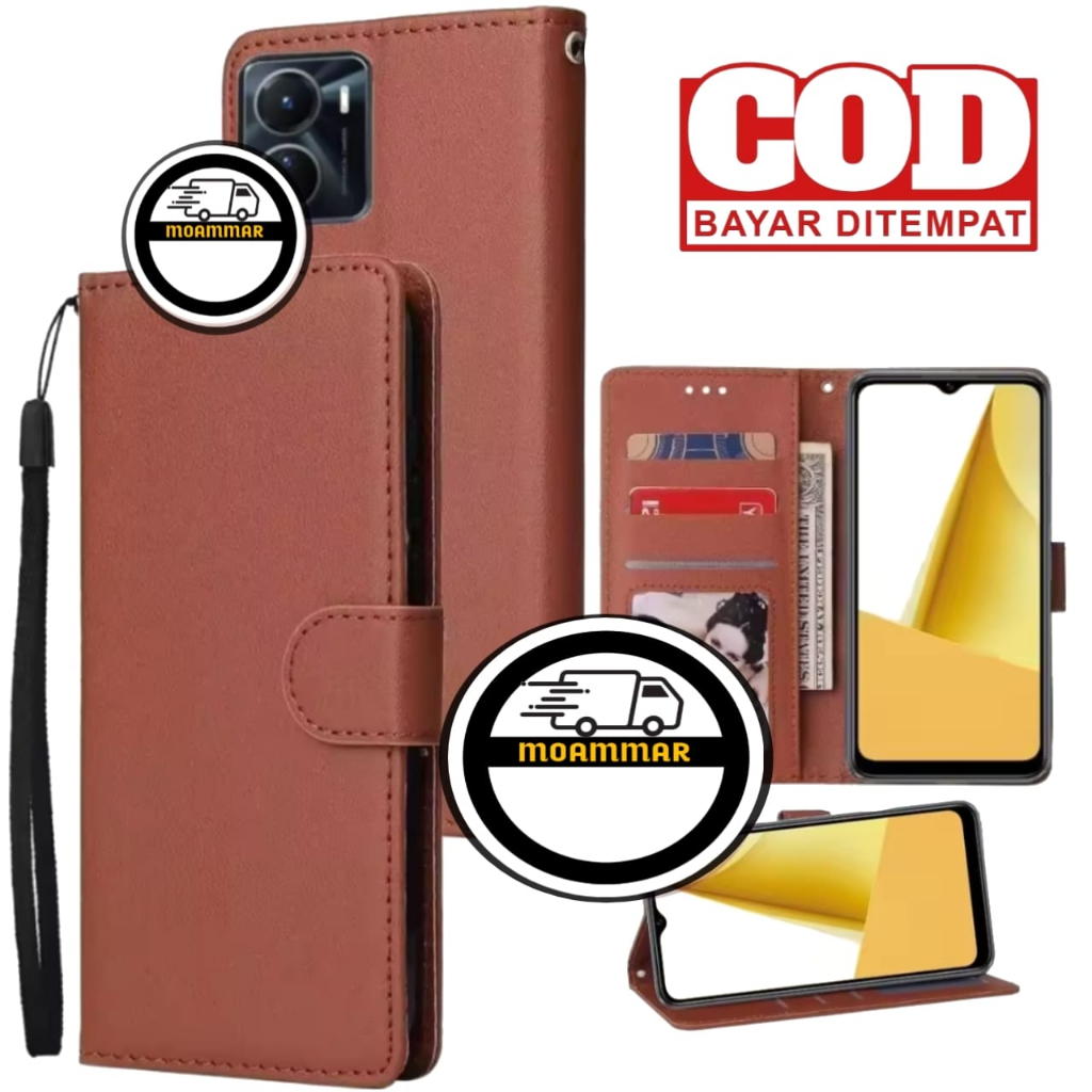 CASE DOMPET KULIT PREMIUM TIPE HP VIVO Y16\CASE FLIP KULIT