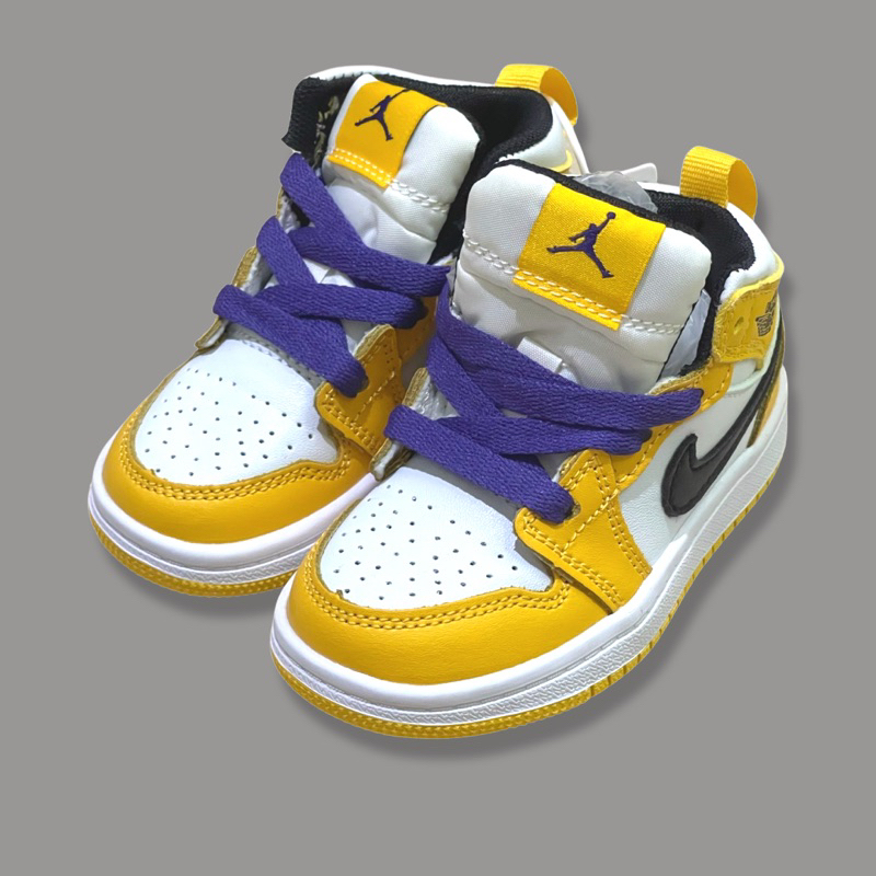 SEPATU ANAK AJ 1 MID LAKERS | SEPATU ANAK LAKI LAKI | SEPATU BASKET