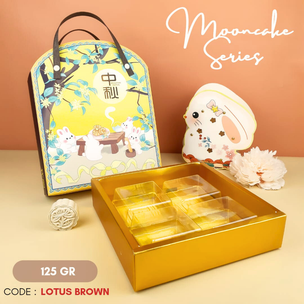

Slide Box Mooncake Lotus Brown / Hampers Dus Packaging Kue Bulan 125gr