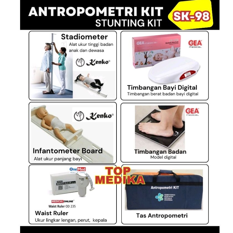 Antropometri Kit Stunting Kit SK 98 + Infantometer Board Kenko Lengkap